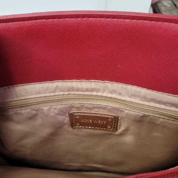 Nine West Ruby Red Christmas Double Handle and Shoulder Satchel Bag - Picture 7 of 12